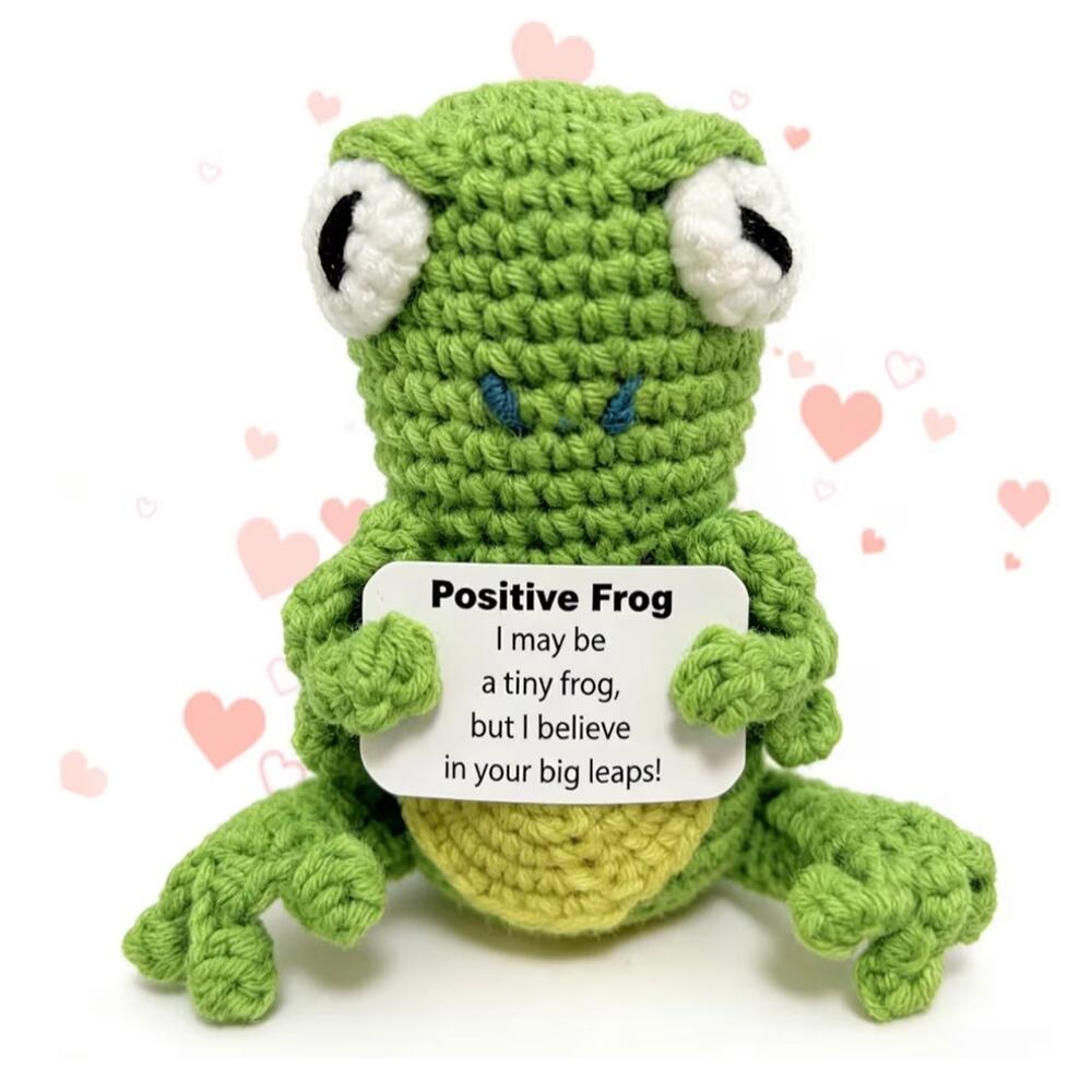Cute Positive Crochet Frog Plush “I Believe in Your Big Leaps” Funny Grad Gift
